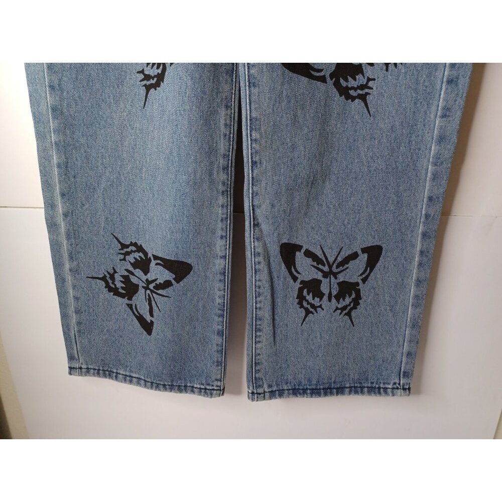 Fashion Sexy Lounge Size Medium / 28X29 blue and black butterfly jeans - Picture 2 of 7